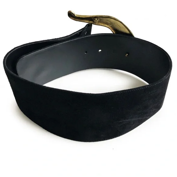 Black Belt with Gold Moon Buckle - Picture 5 of 8